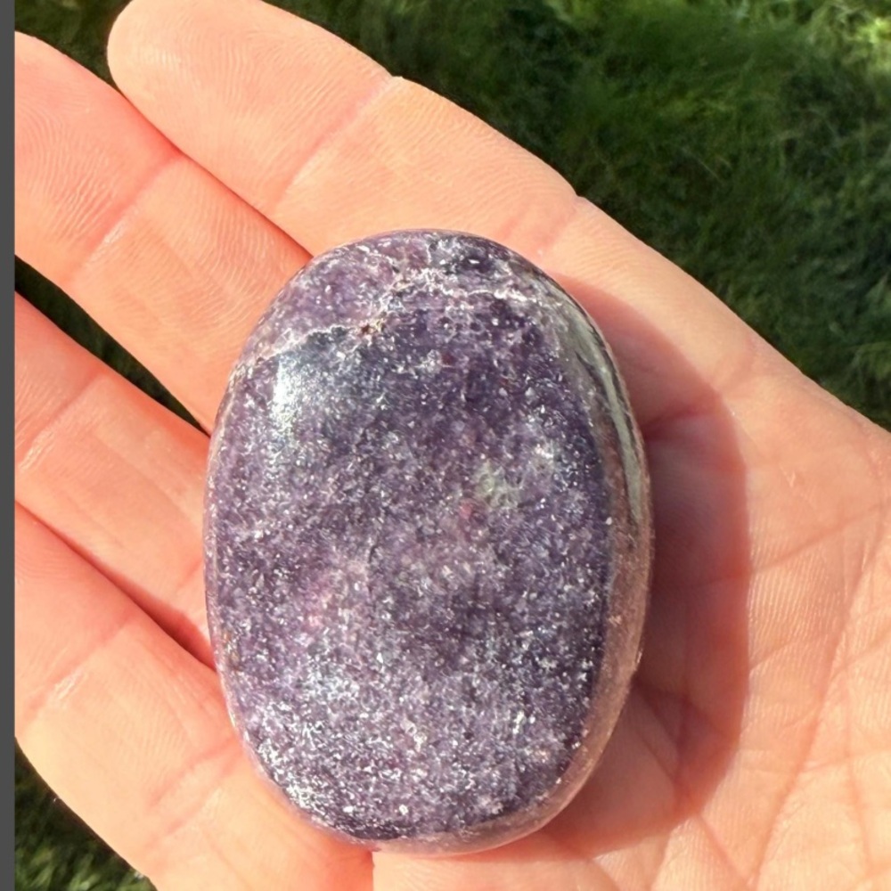 Lepidolite Palm Stone, Lithium Mica, Wandering Bunny LLC